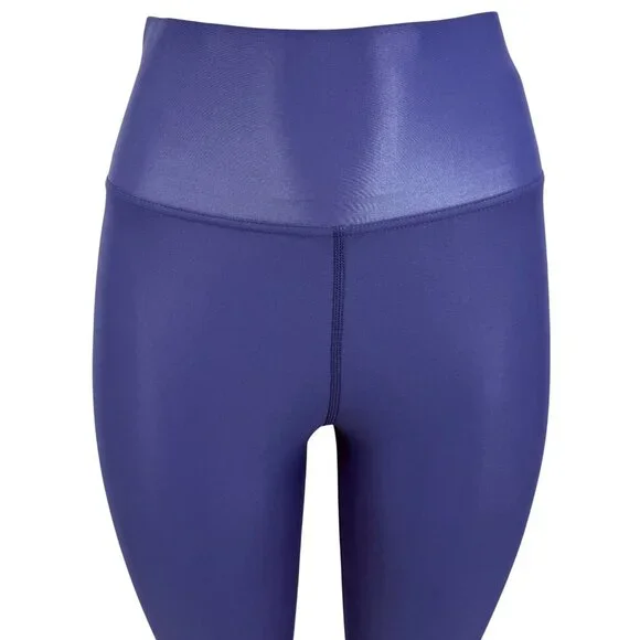 Carbon38 High Rise Full-Length Shine Glossy Blue High-Waist Activewear Leggings - Picture 4 of 16